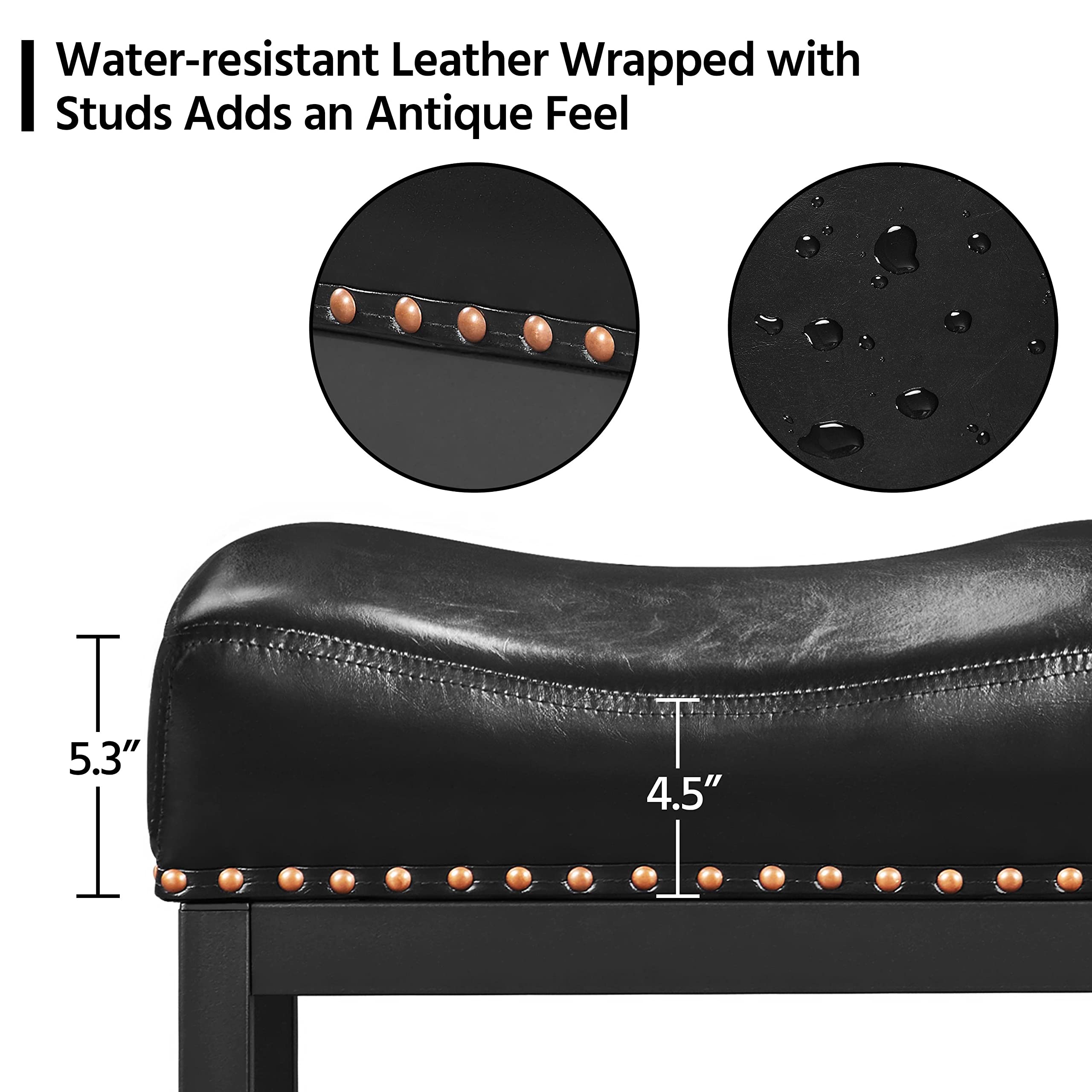 Bar Stools Set of 2 Counter Height Bar Stools Leather Saddle Stool Kitchen Stools