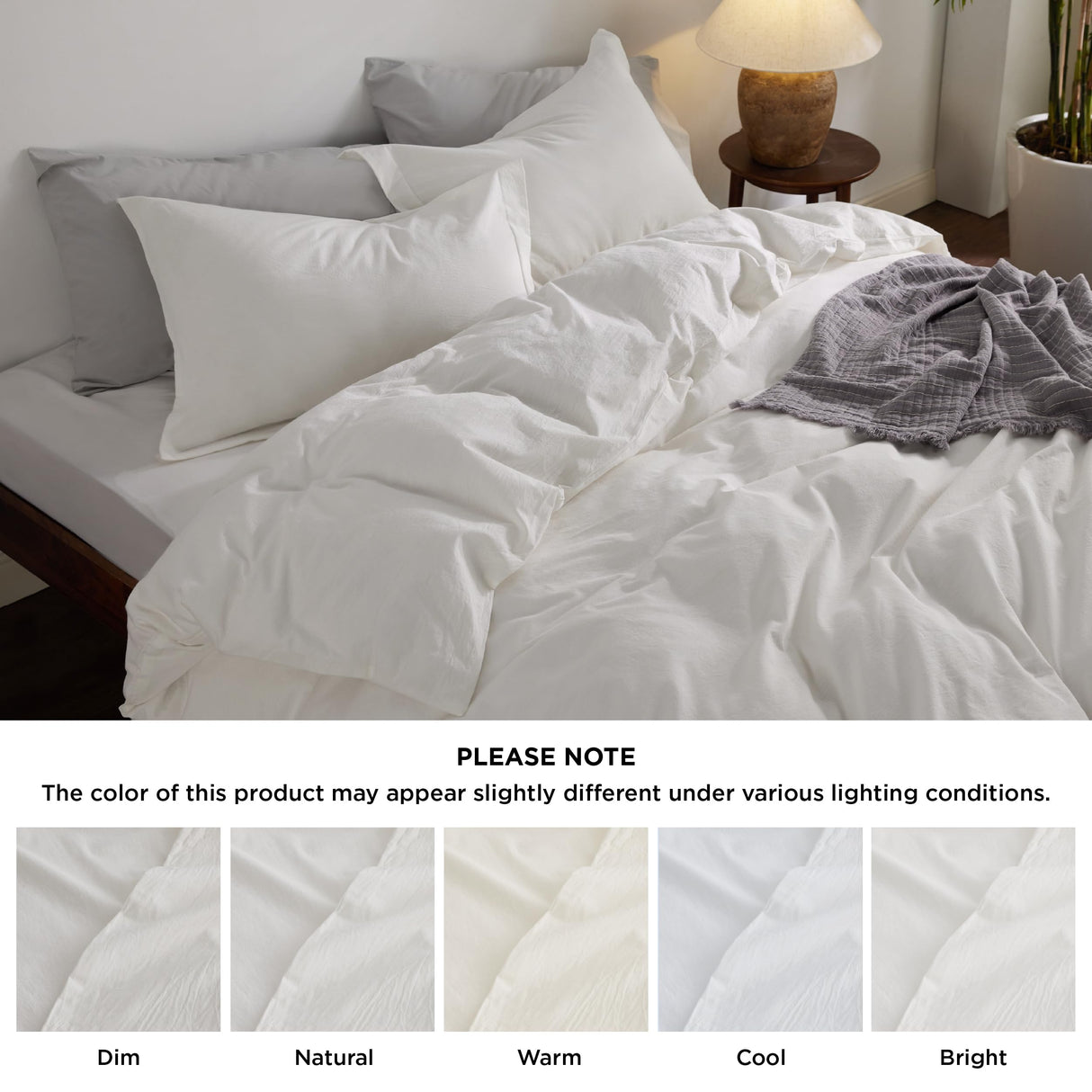 Bedsure 100% Washed Cotton Duvet Cover King Size - Minimalist Natural White Cotton Duvet Cover for All Seasons - 3 Pieces Plain Simple Duvet Cover Set with 2 Pillow Shams (White, King, 104"x90")