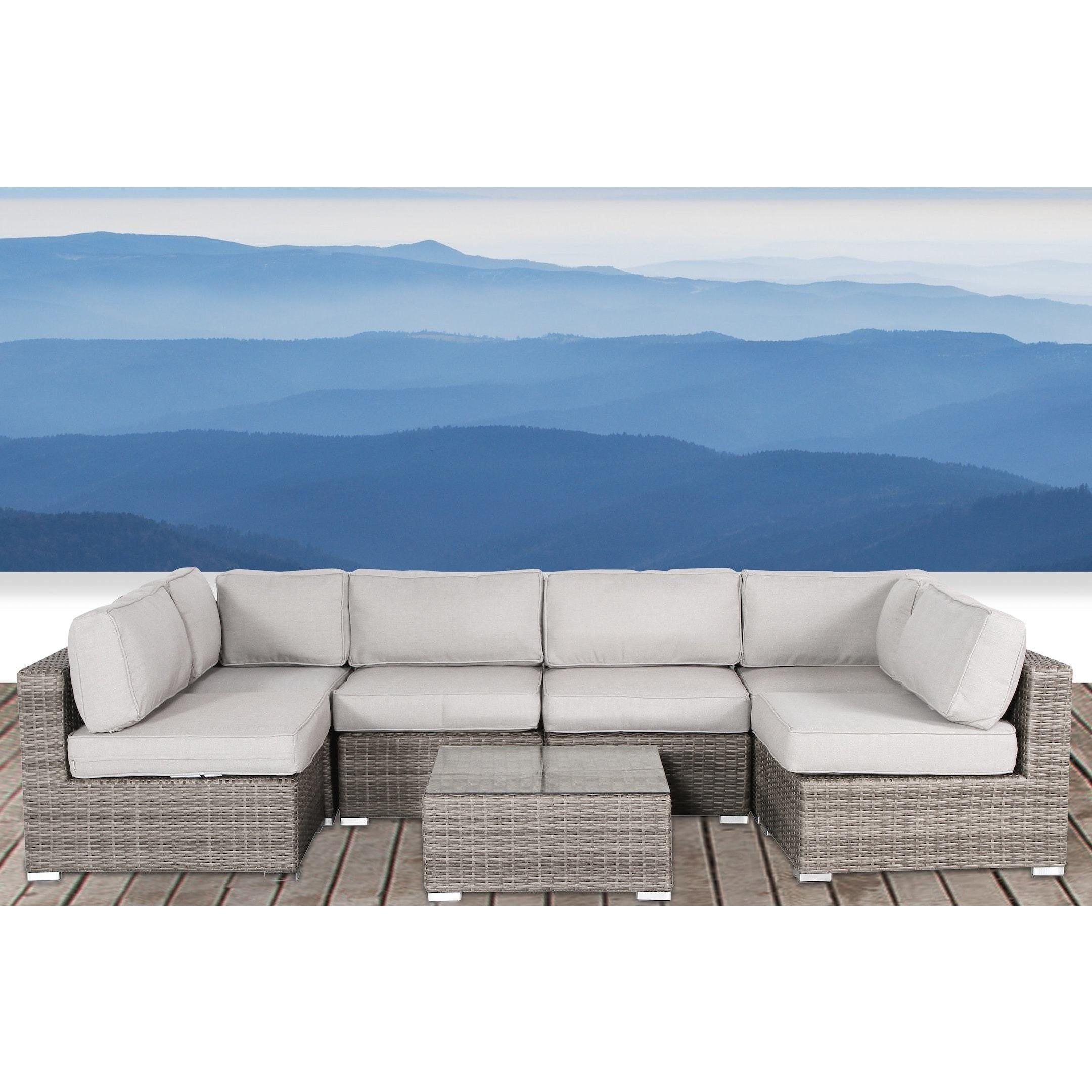7 Pc Patio Sofa Set, weather Resistant Outdoor Resort Grade Convertible Set