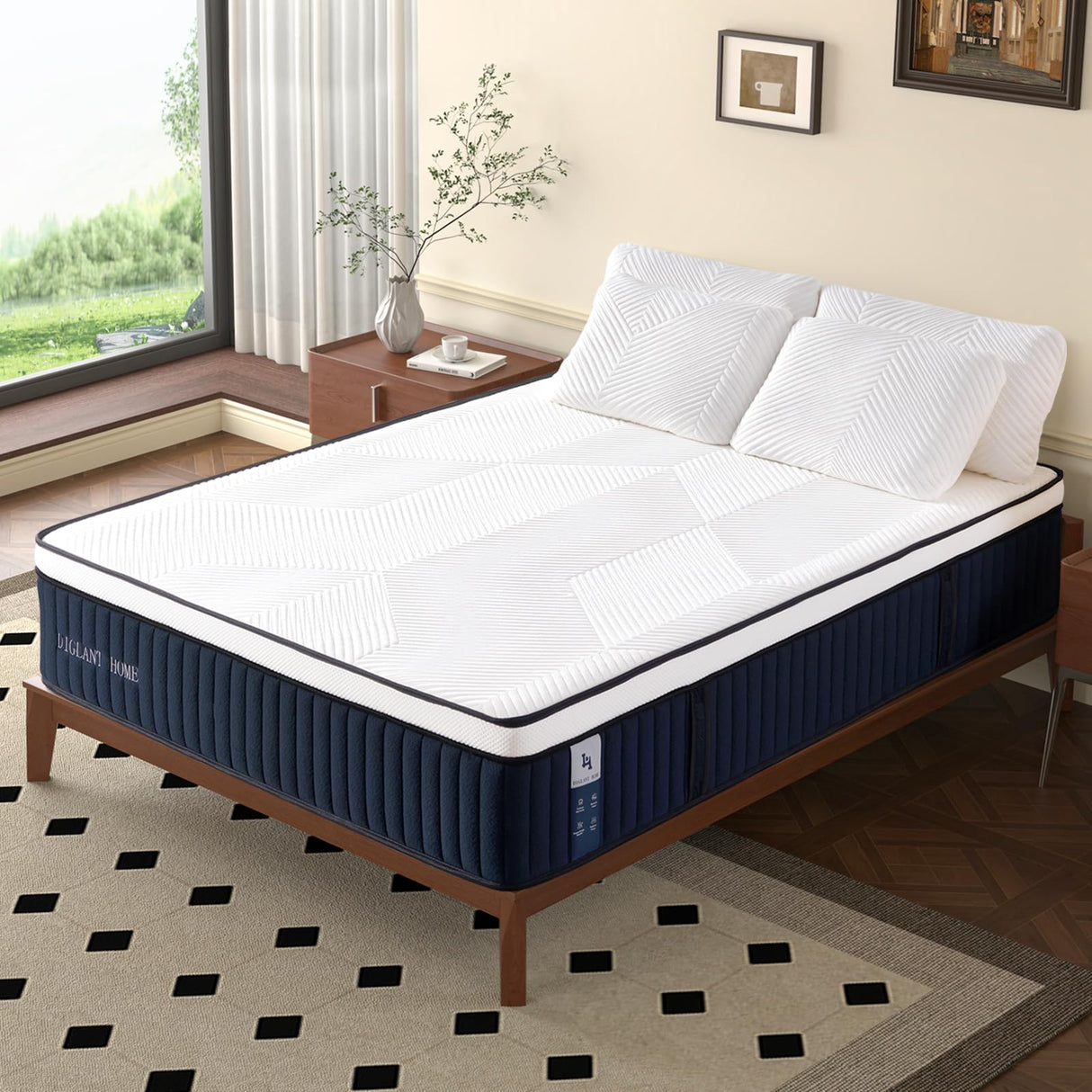Queen Mattress, DIGLANT 14Inch Hybrid Soft Medium Plush Memory Foam Mattress
