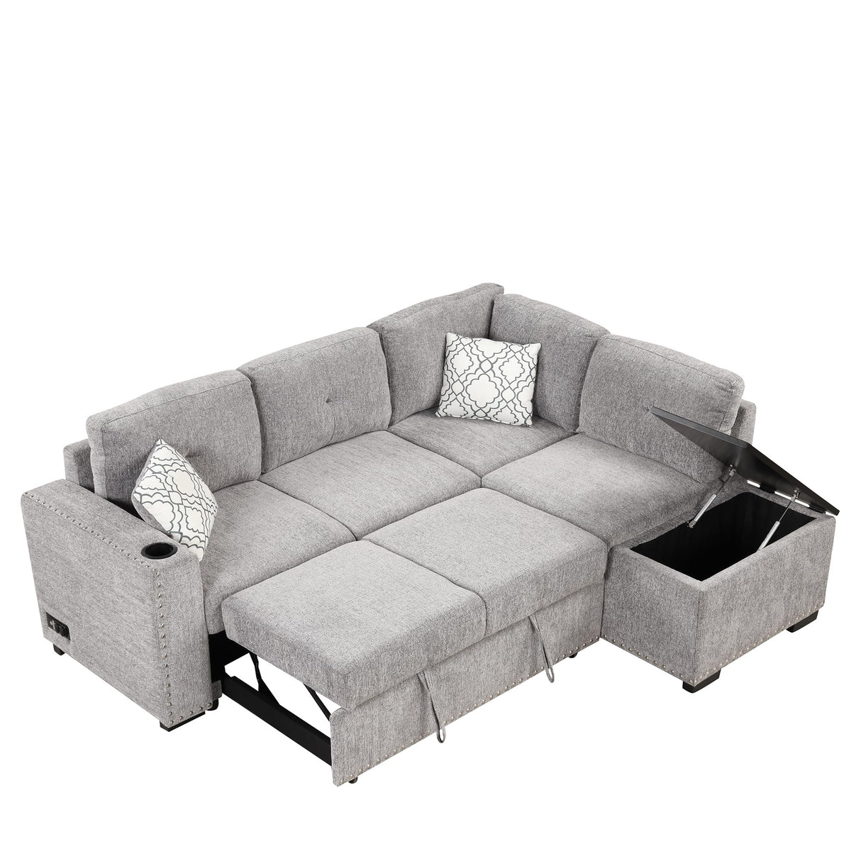 Out Sleeper Sofa L-Shape Sofa, Reversible Sectional Sofa