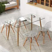 Glass Dining Table, Modern Rectangular Table with Tempered Glass Tabletop & Black