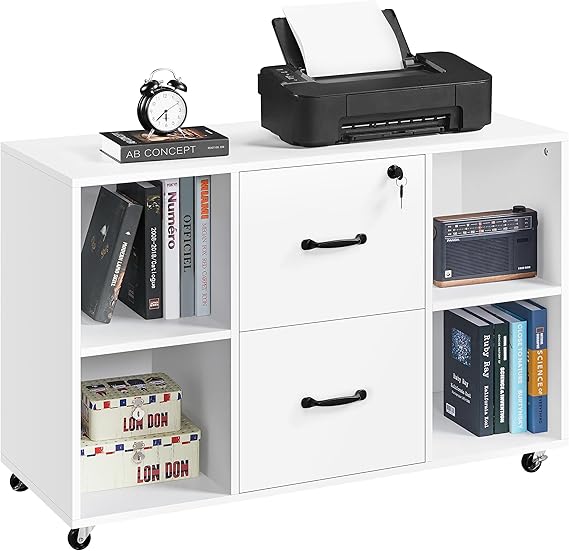 Black File Cabinet Large Mobile Storage Lateral Filing Cabinet