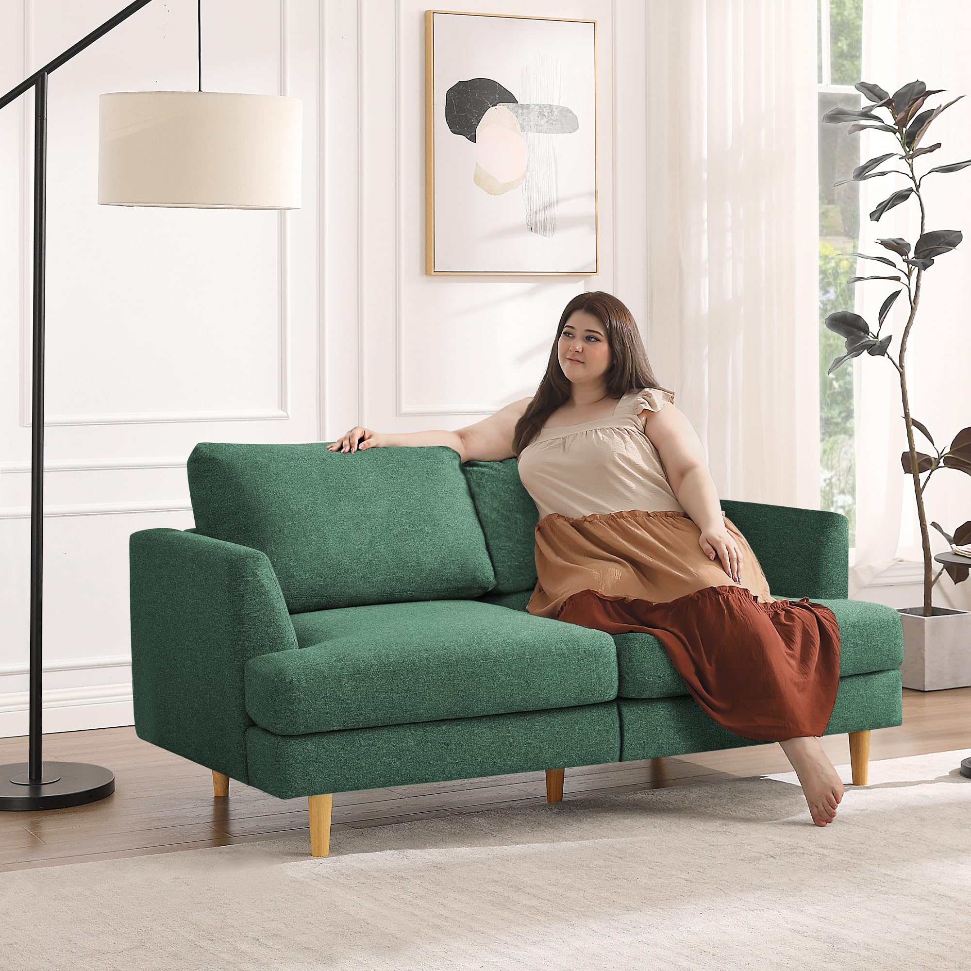 Loveseat - Mid Century Modern 65" Sofa, 2-Seat Upholstered Couch