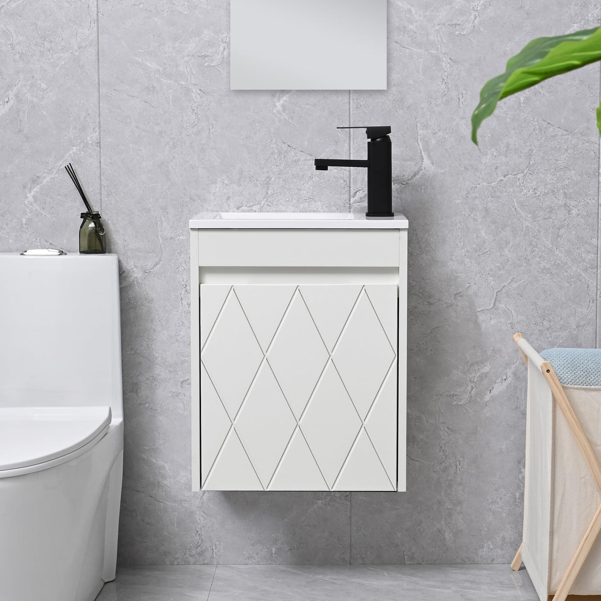 16" Bathroom Vanity Sink Combo for Small Space, Wall Mounted Bathroom Cabinet Set