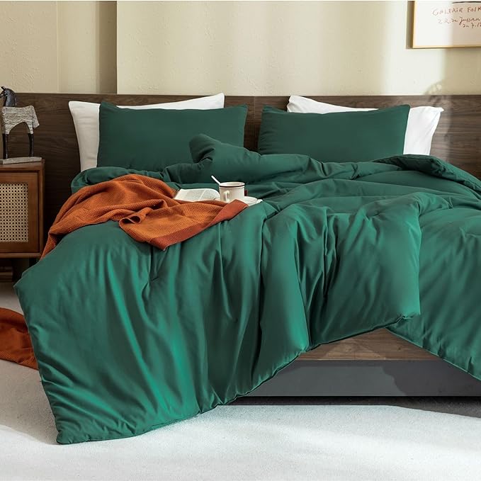 Classic Pure White Comforter Queen Size, 3 Pieces Boho Comforter Set, Lightweight Solid