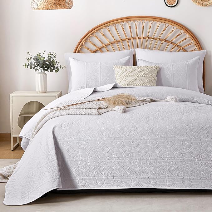 Pink Quilt Set Queen Size, Bohemian Queen Quilt Set for All Season