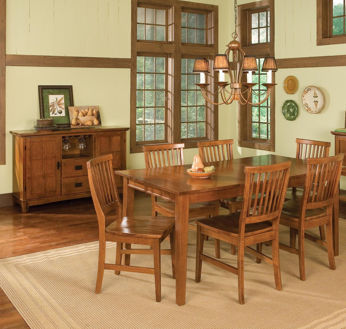 Crafts 7 Piece Dining Set, Oak