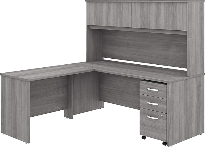 Studio C L Shaped Desk with Hutch, Mobile File Cabinet and Return, 72W x 30D