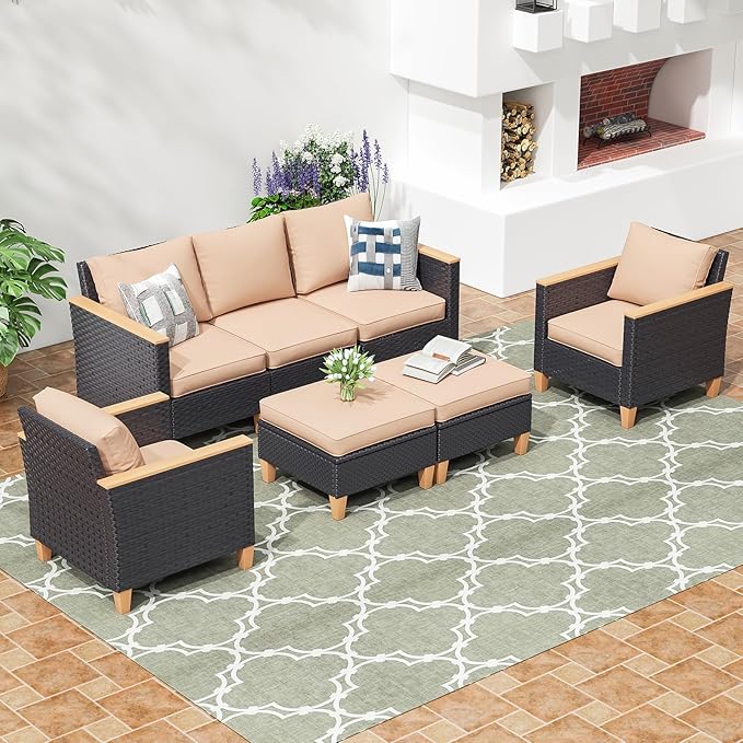 Outdoor Furniture Set, 7 Piece Patio Sectional Furniture Set with Cushions