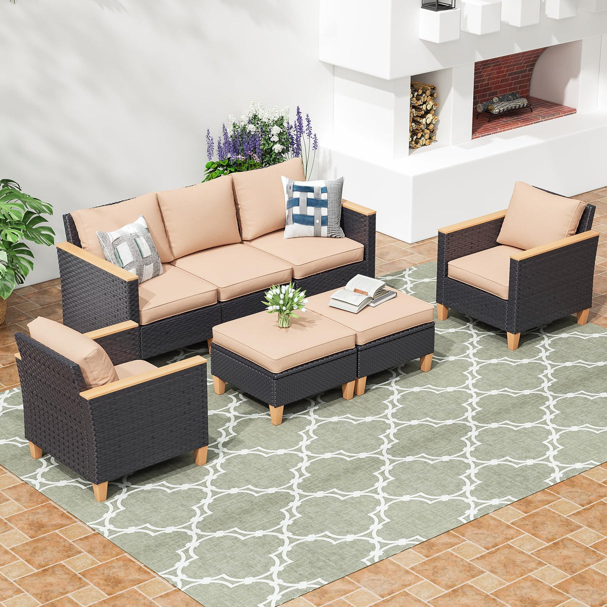 Outdoor Furniture Set, 7 Piece Patio Sectional Furniture Set with Cushions