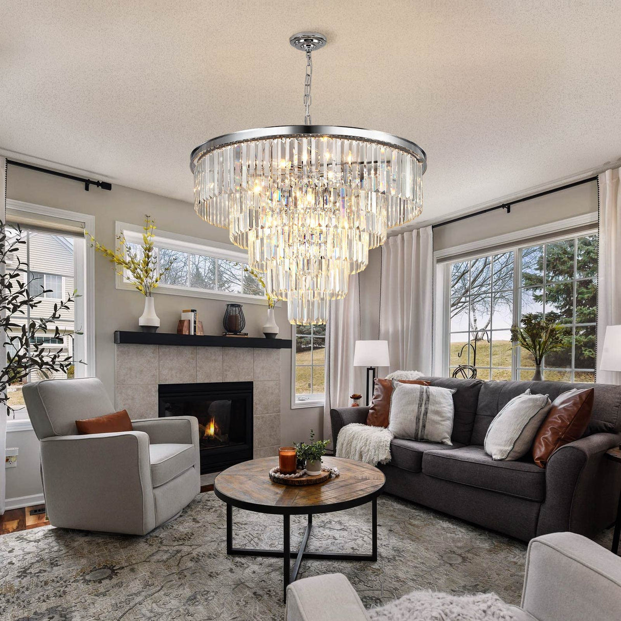 Modern Chandeliers Crystal with Light, 15 Lights Chrome Crystal Chanderlier Lighting