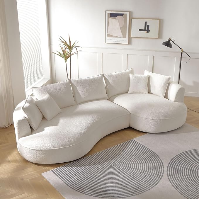 Oversized Modular Curved Sofa with Extra Wide Chaise Lounge