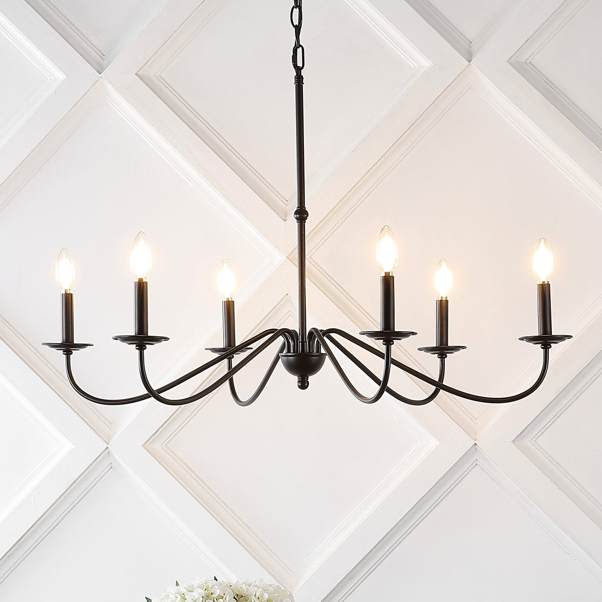JYL7559A Wicklow 34.75" 6-Light Bohemian Farmhouse Iron LED Chandelier Modern