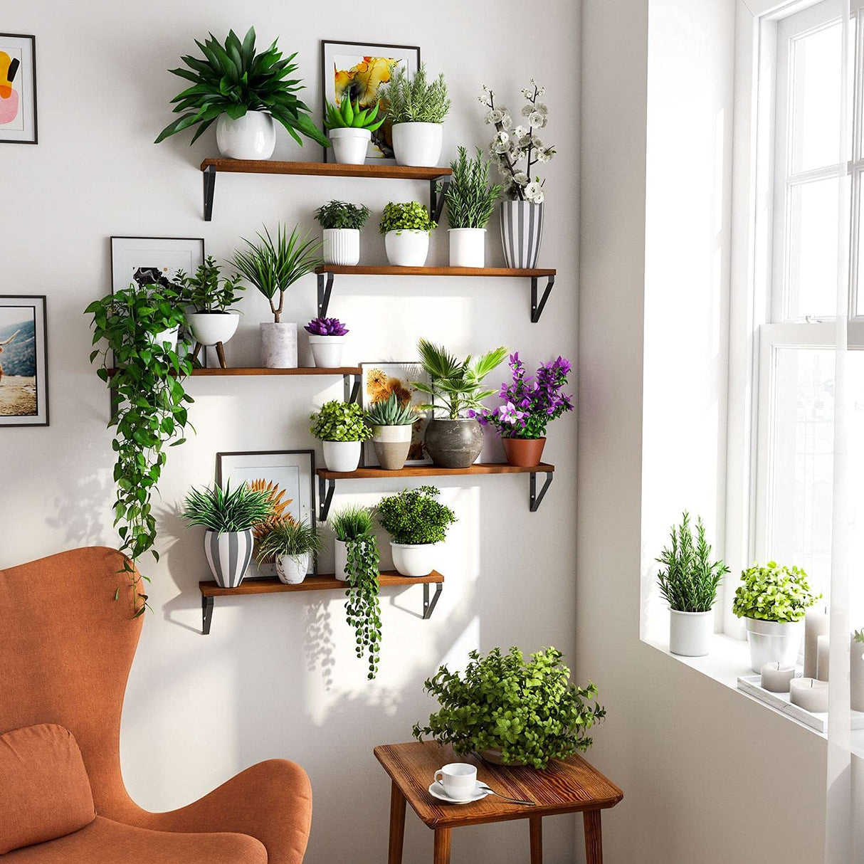 Ponza Floating Shelves for Wall, 24" Floating Bookshelf, Wood Wall Shelves for Bedroom