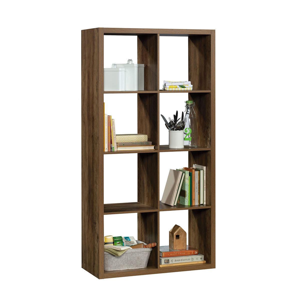 Miscellaneous 8-Cube Organizer Storage Bookcase/Pantry cabinets, L: 29.84" x W: 13.03" x H: 57.87", Rural Pine
