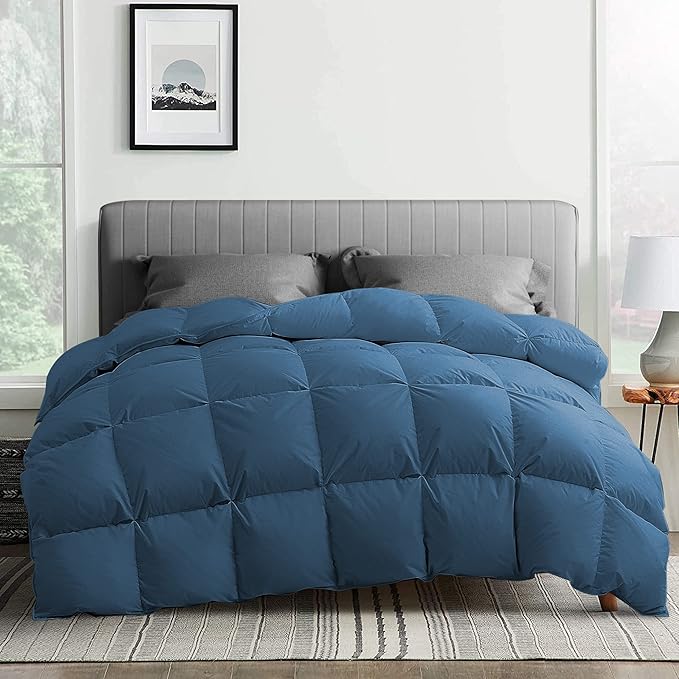 Goose Feather Comforter King Size, Pinch Pleat All Season Medium Warmth Duvet Insert,