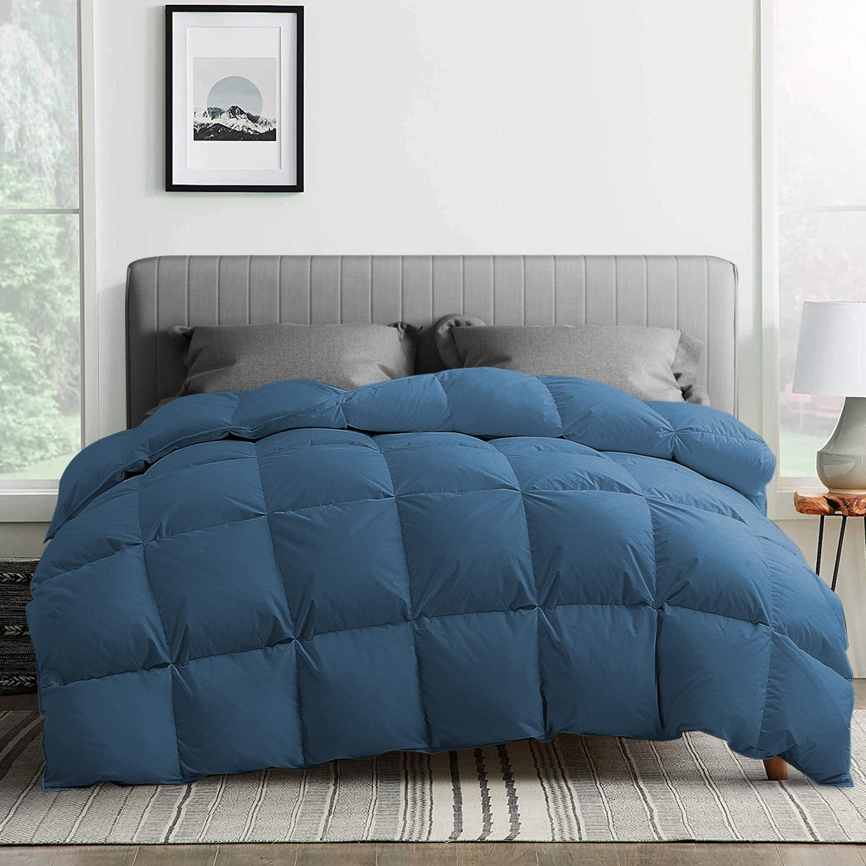 Goose Feather Comforter Twin Size, Pinch Pleat All Season Medium Warmth Duvet Insert,