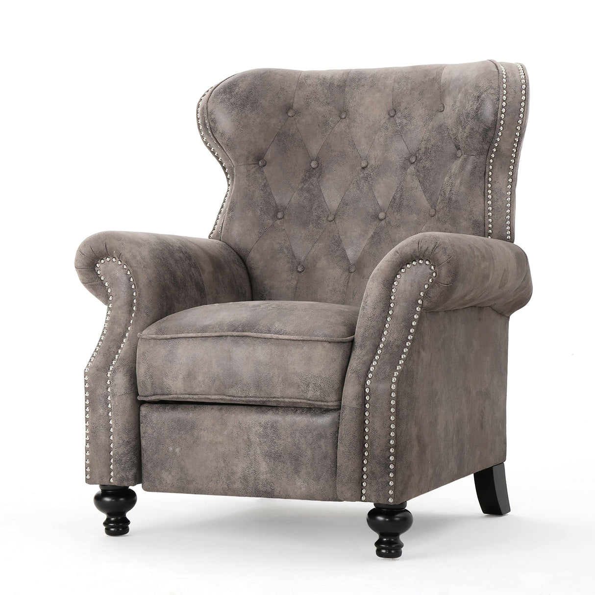 Waldo Tufted Wingback Recliner Chair(Warm Stone).