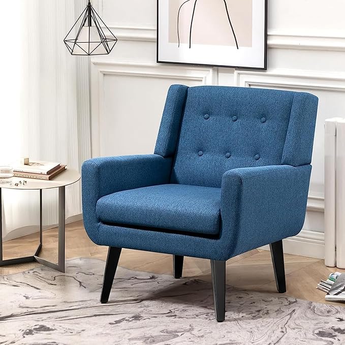 Set of 2 Morden Accent Chair, Mid-Century Modern Upholstered Sofa Chair with Rubber