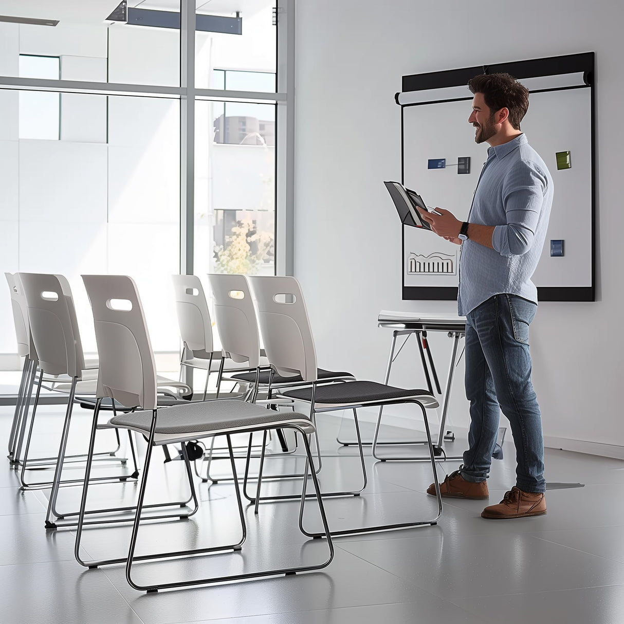 20 Pack Stacking Chairs 1102LB Capacity Home Office Guest Chair Set with Sled Base