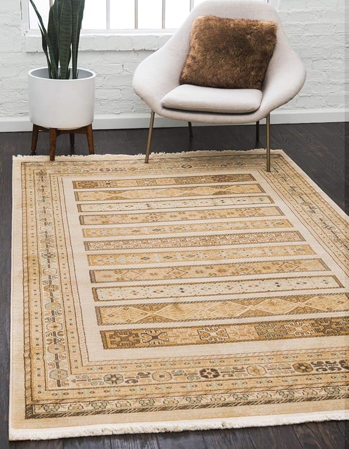 Fars Collection Area Rug - Pasadena (5' 1" x 8' Rectangle, Brown/ Light Brown)