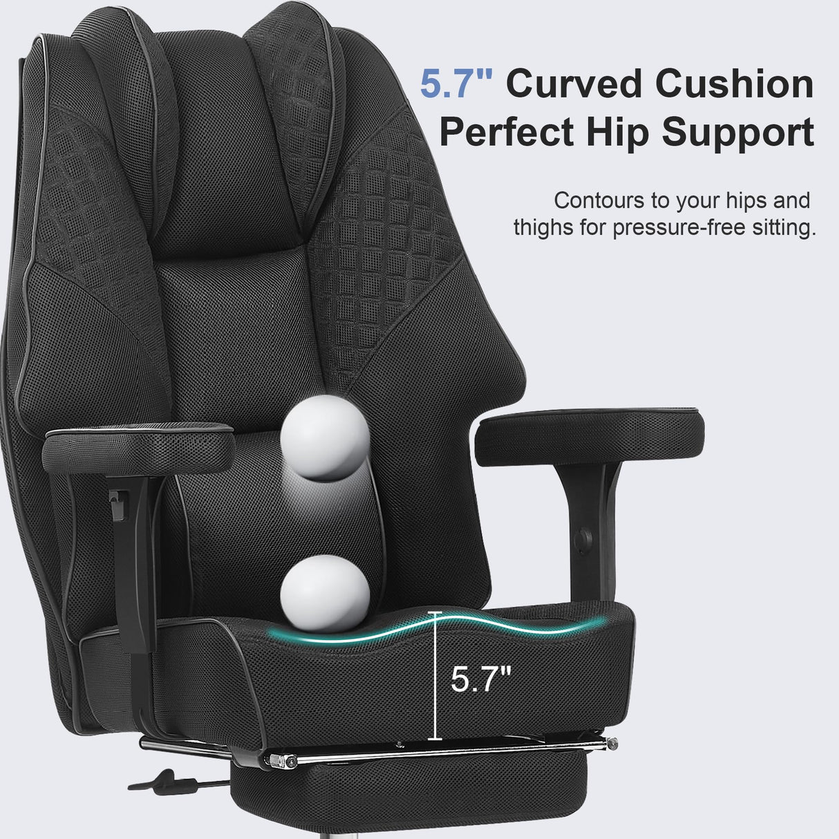 Big and Tall Office Chair 400lbs - Mesh High Back with Footrest