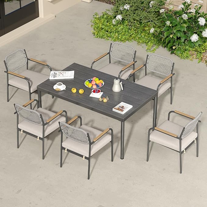 Outdoor Dining Set for 6, Patio Dining Furniture Sets