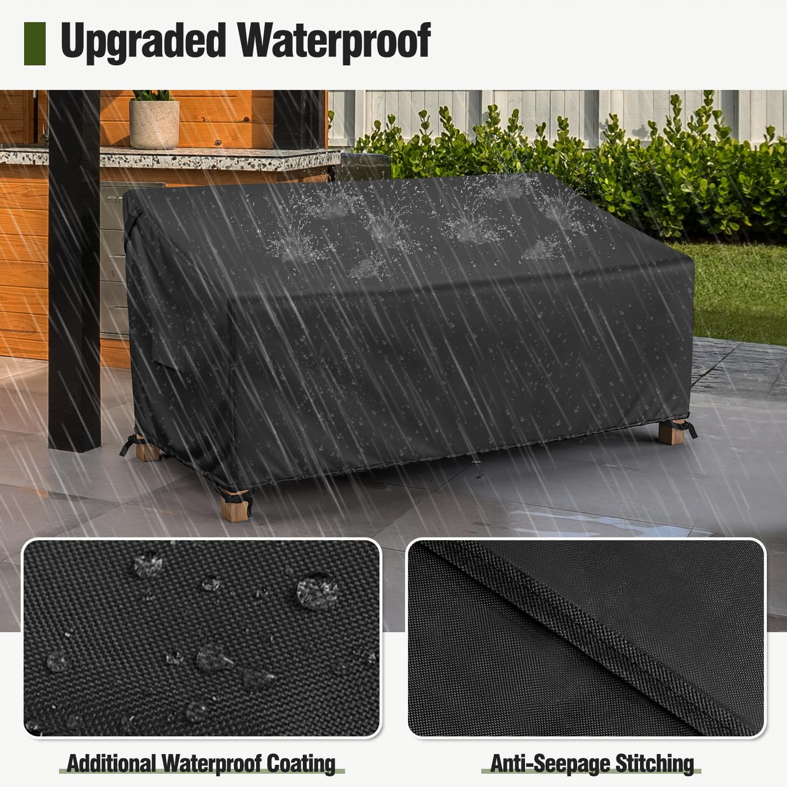 -Seater Outdoor Couch Cover Waterproof, 80 Inch Patio Furniture Cover for Sofa,