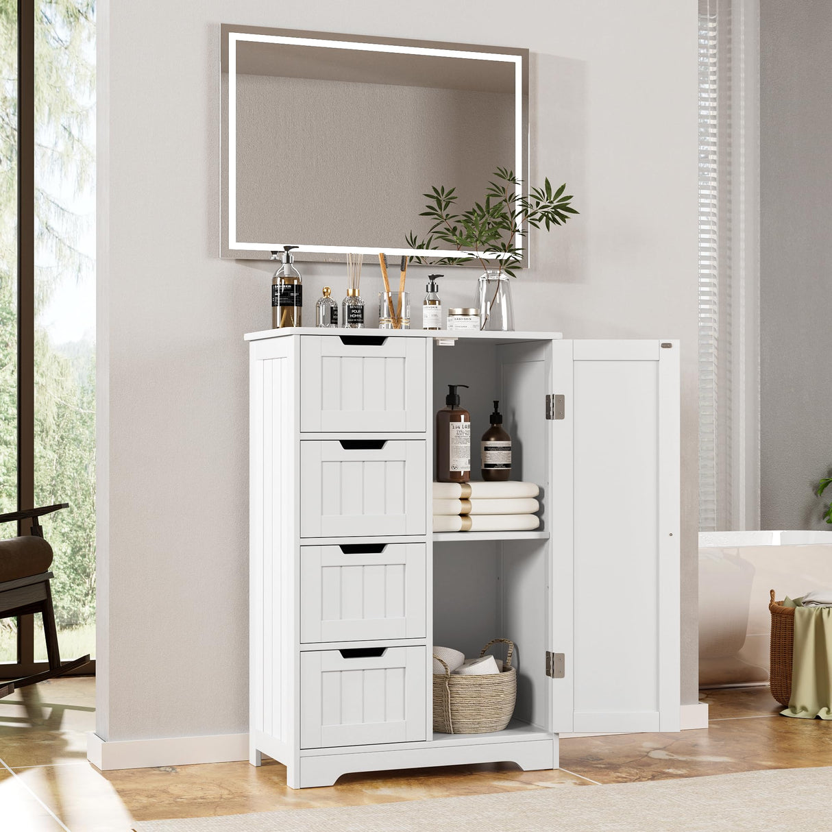 Bathroom Storage Cabinet, Small Kitchen Pantry Storage Cabinet with Drawers, Pantry