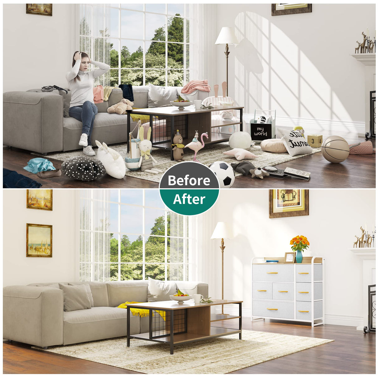 Dresser with 7 Drawers - Fabric Storage Tower, Organizer Unit for Bedroom