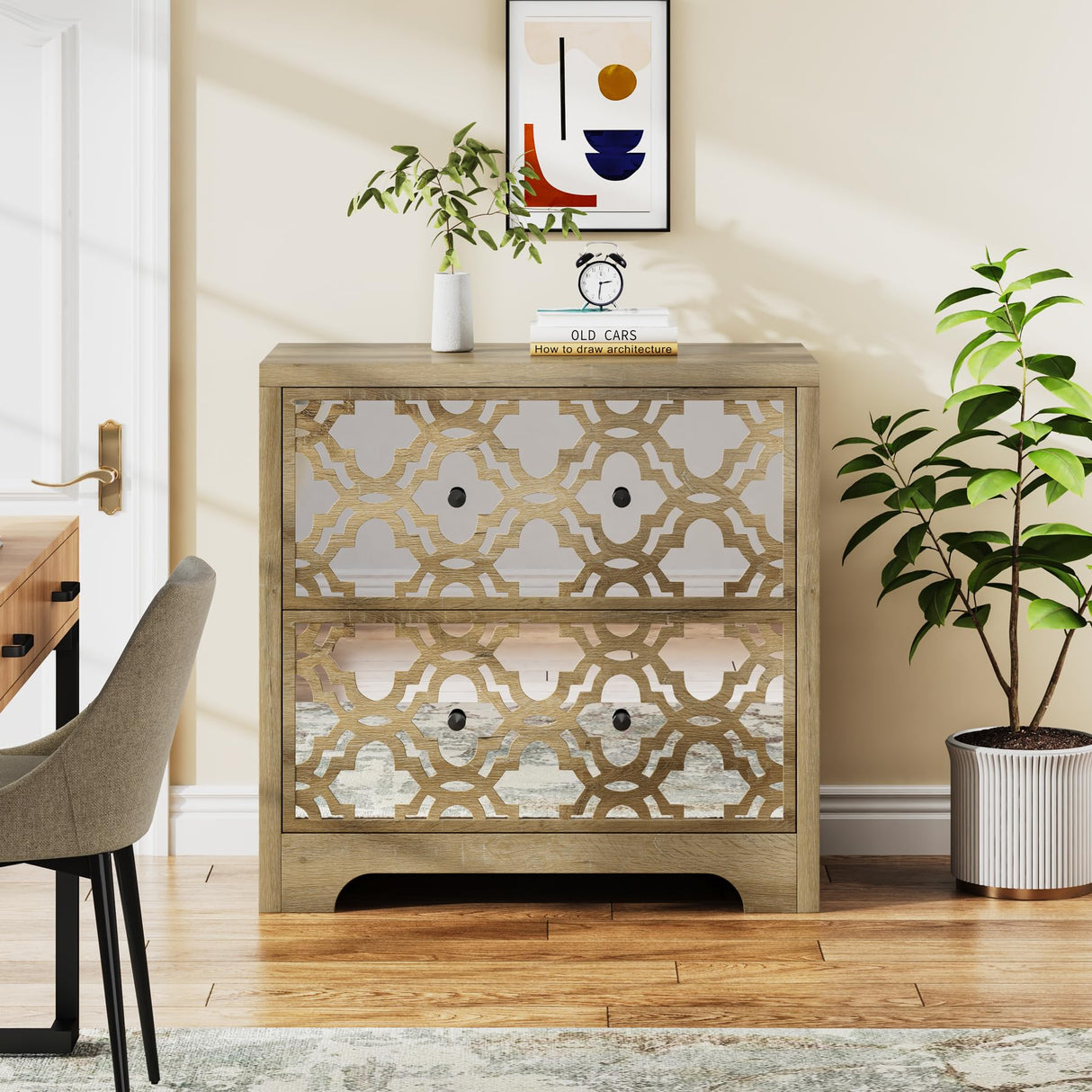 Rustic-Modern File Cabinet for Home Office, 2-Drawer File Cabinet