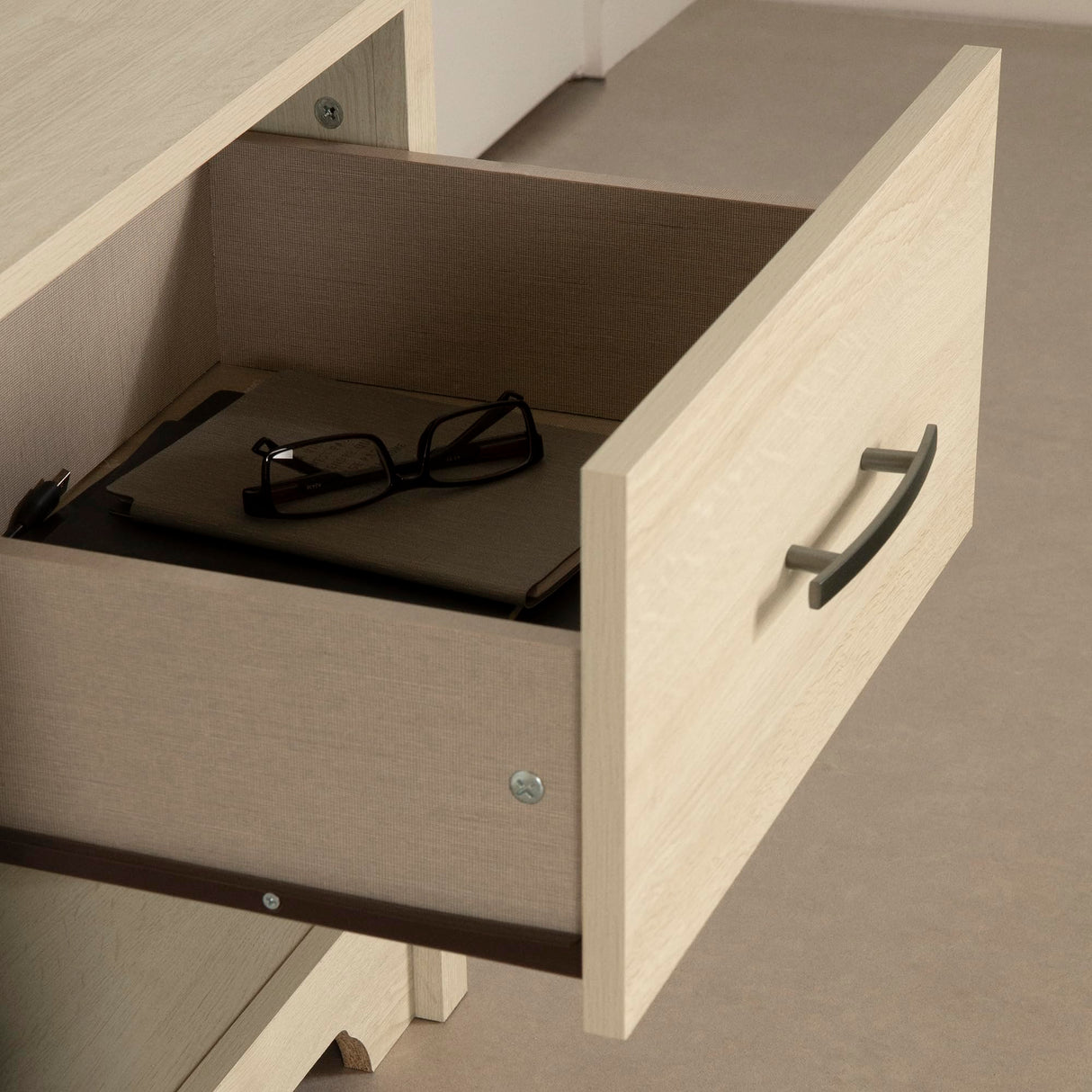 Fusion 1-Drawer Nightstand-End Table with Storage, Bleached Oak