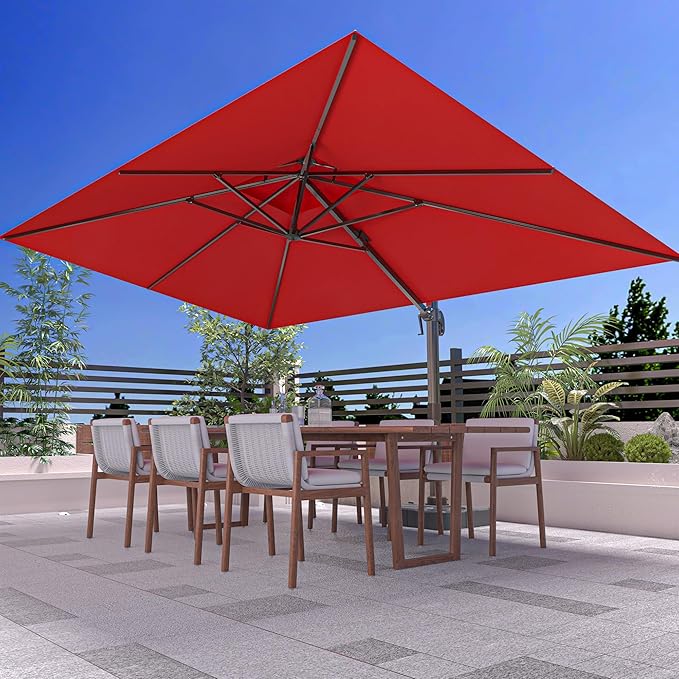 10' X 13' Outdoor Patio Umbrella Large Rectangle Cantilever Umbrella Heavy Duty 360