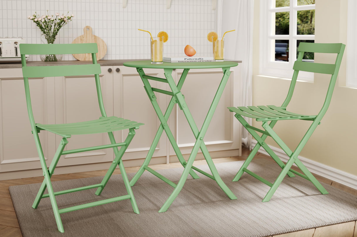 3-Piece Folding Patio Bistro Set - Space-Saving Outdoor Table and Chairs