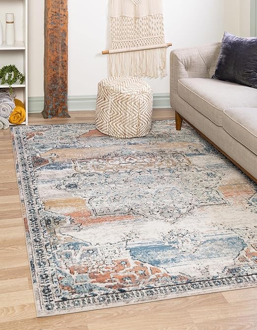 Nyla Collection Smile Area Rug - 10' x 14' Salmon Pink & Black