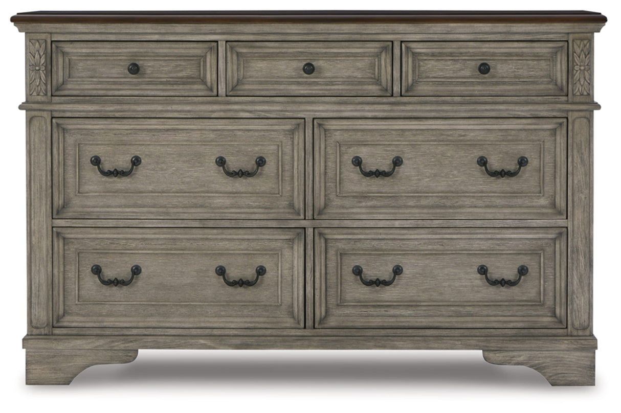 Londenbay Classic Farmhouse 7 Drawer Dresser, Brown & Gray