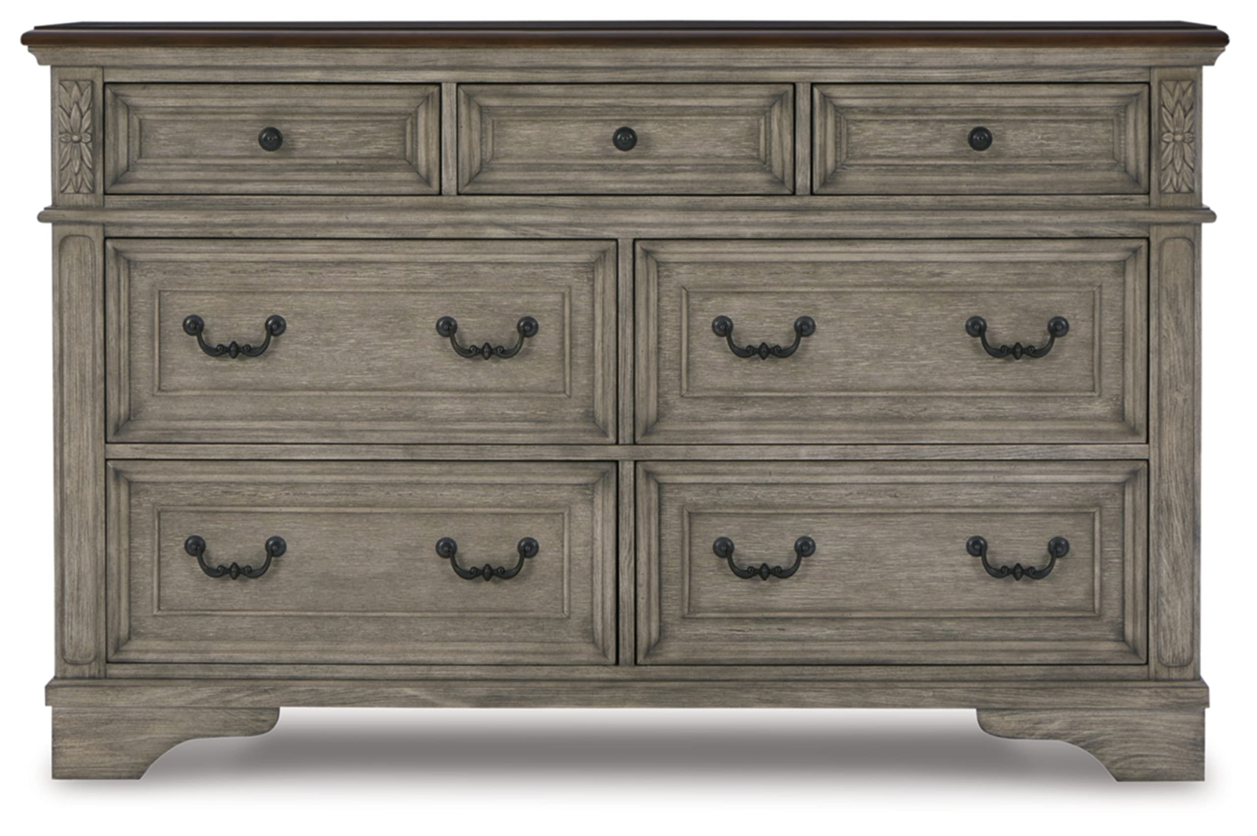 Londenbay Classic Farmhouse 7 Drawer Dresser, Brown & Gray