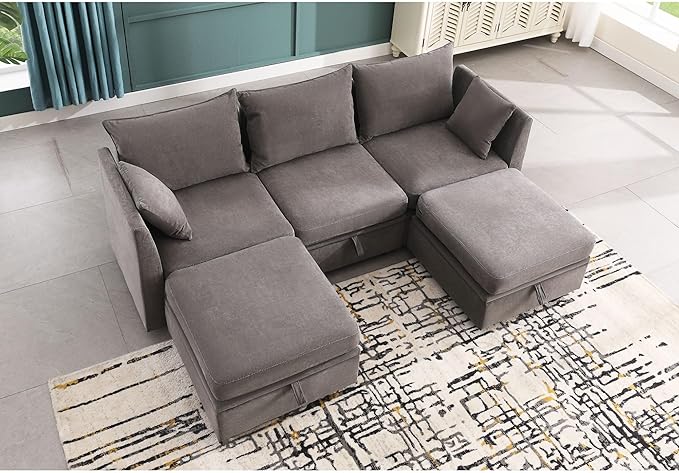 Modular Sectional Sofa, Convertible U Shaped Sofa Couch with Storage