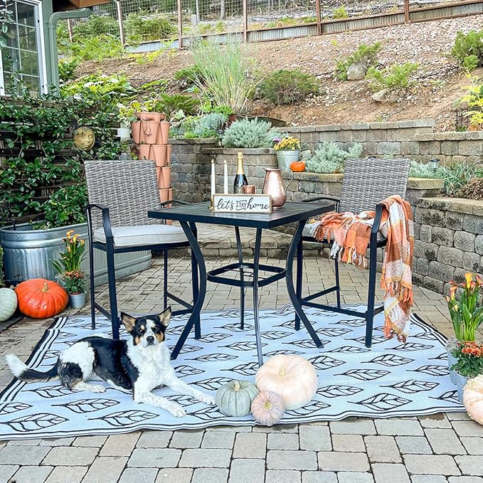 3 Piece Outdoor Bar Furniture Set, Counter-Height Patio Bistro Table & Swivel