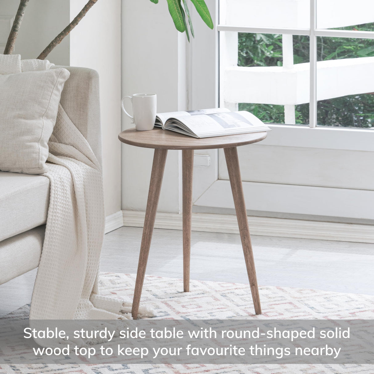 MH London Side Table - Konak End Table. Exclusively Designed Hand-Crafted Small Nightstand. Solid Wood Round End Table. Contemporary Accent Table for Bedrooms, Living Rooms and Home Office