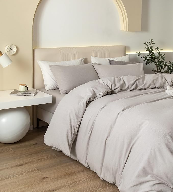 Durable Linen Feel Bedding for All Seasons King, Solid Chocolate Brown