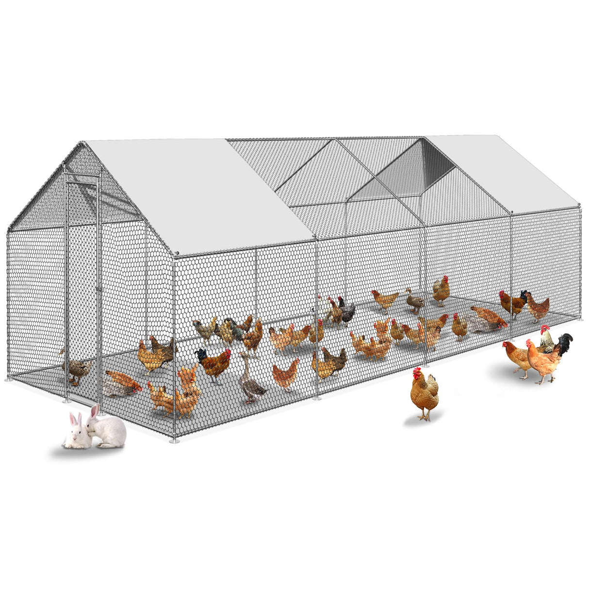 Large Metal Chicken Coop Walk-in Poultry Cage Chicken Run