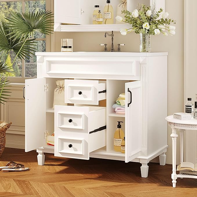 36" Bathroom Vanities with Single Sink, Modern Undermount Bathroom Sink Cabinet