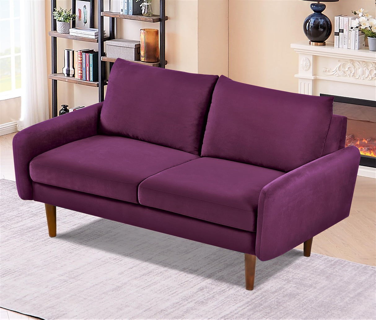 Kent Velvet Loveseat Sofa for Modern Living Rooms and Compact Spaces