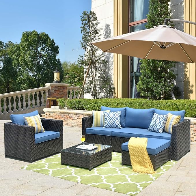 12 Pieces Patio Furniture Set, Outdoor Wicker Rattan Sectional Sofa Set with Comfy Cushions