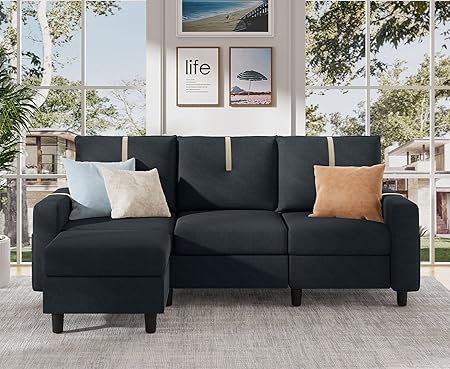 80" Sectional Sofas for Living Room, 3 Seat L Shaped Couch