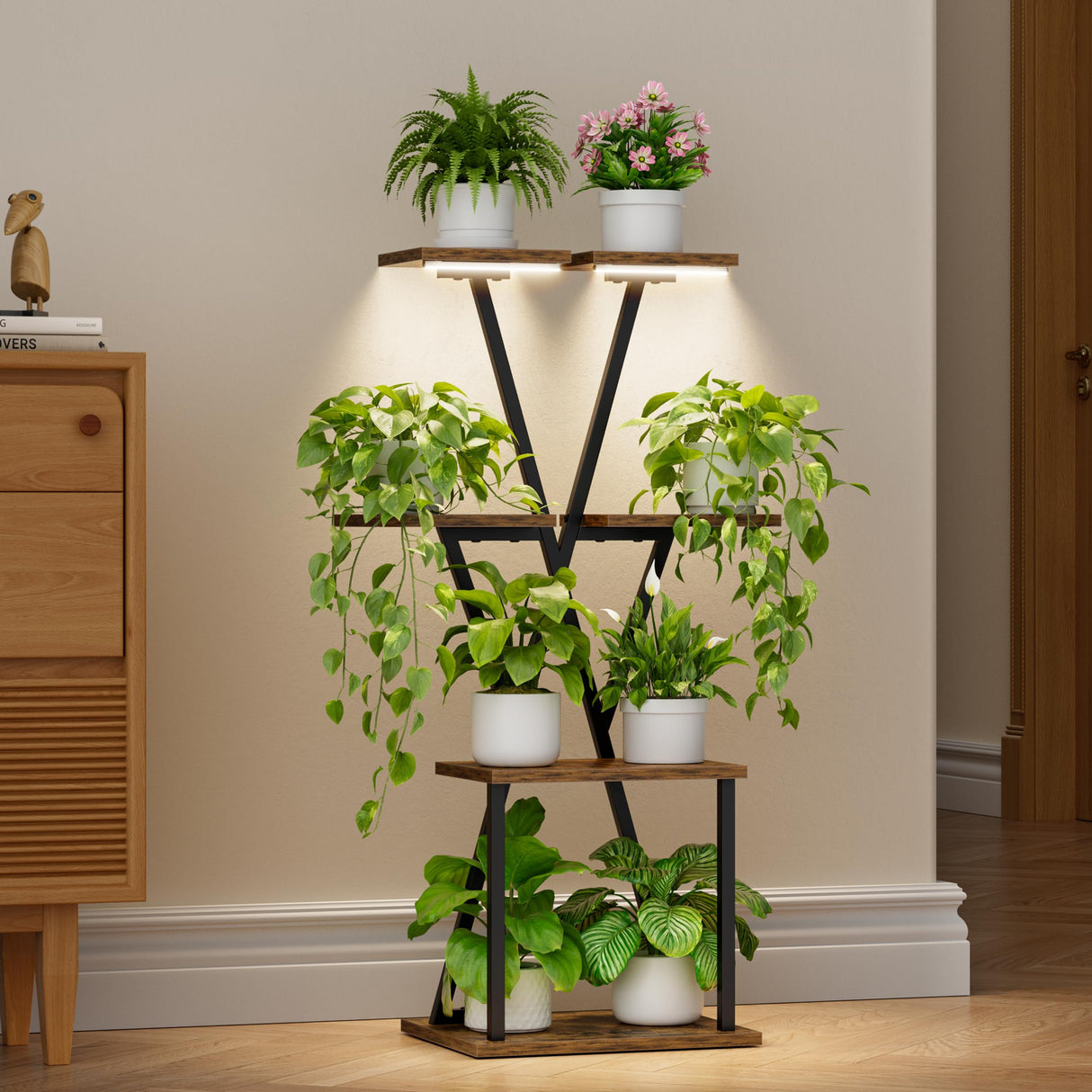 Corner Plant Stand with Grow Lights – 39” Indoor Shelf for Plants
