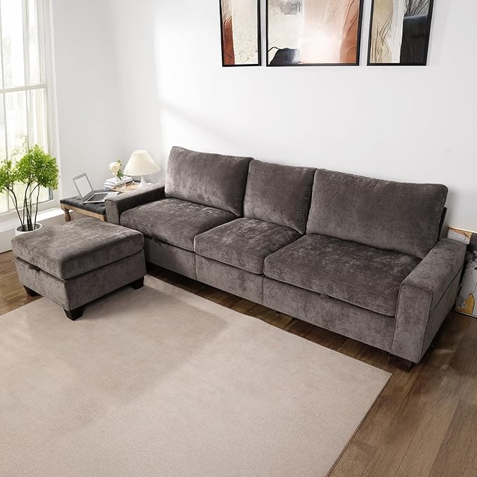 112“ Convertible Storage Sectional Sofa,L Shaped Couch