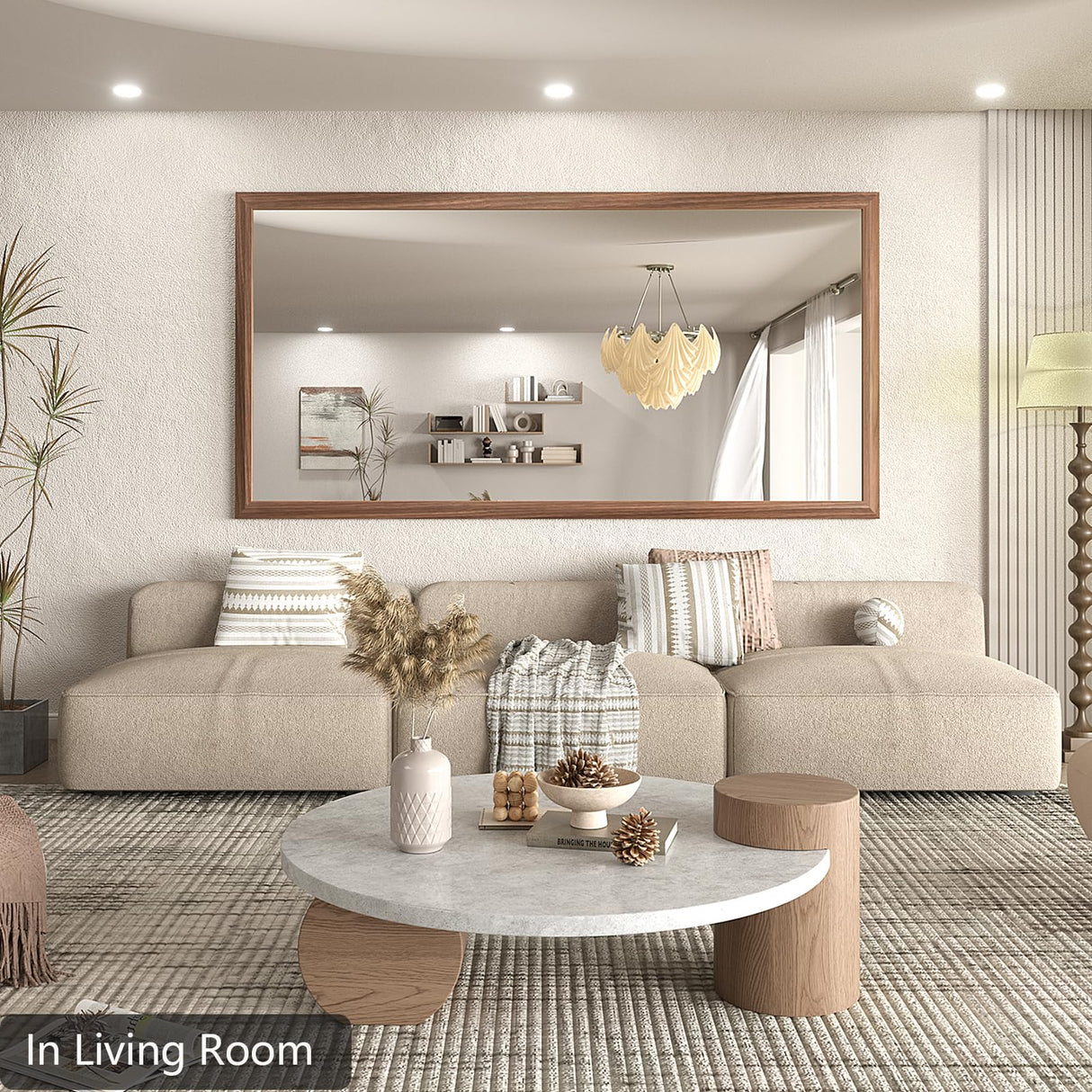 72 x 36 Inch Rustic Bathroom Mirror for Over Sink, Brown